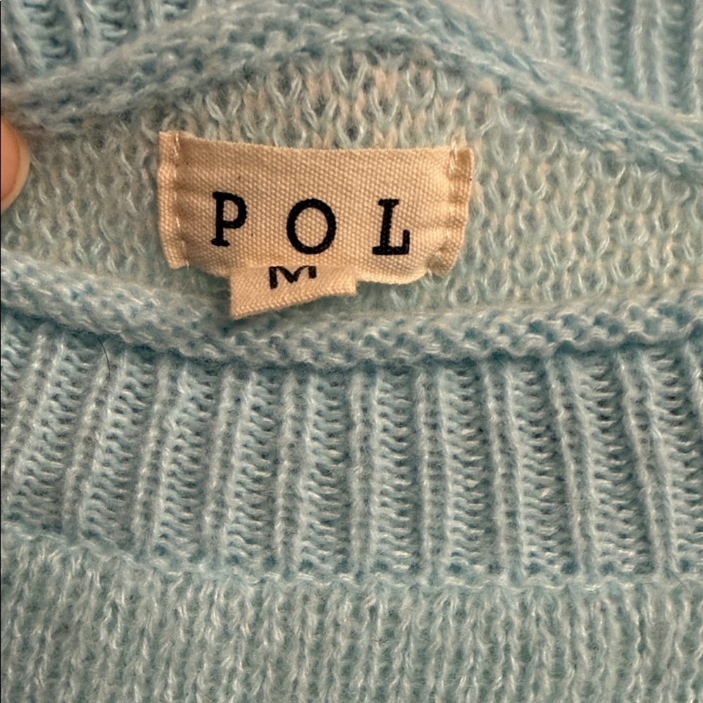 POL Light Blue Peace Sign Sweater - Picture 2 of 6